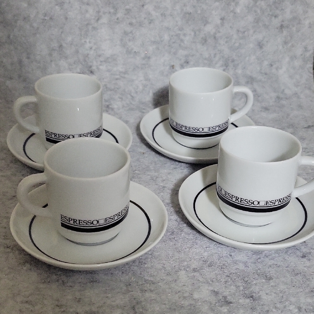 Vintage Elegant White Espresso Mug Set